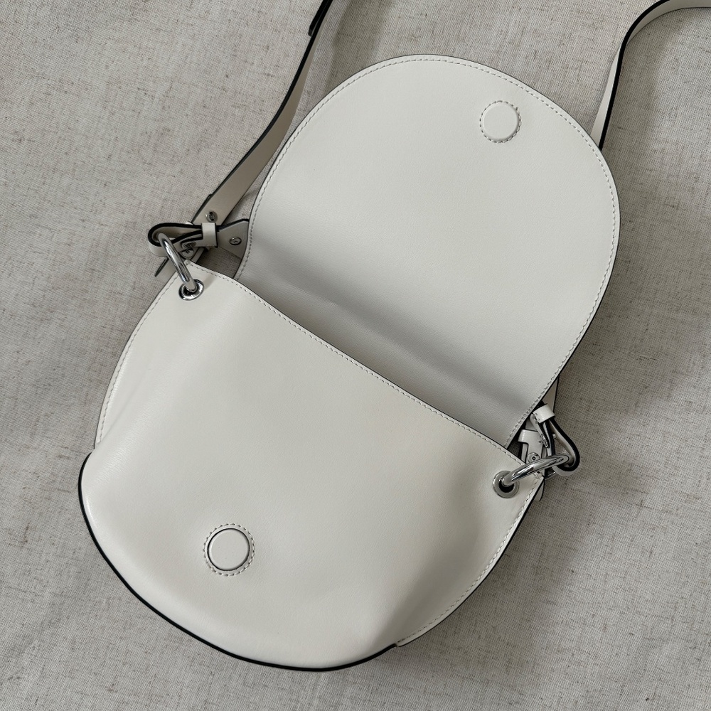 Ganni Banner Saddle Leather Off-White Crossbody Bag | One Size - Picture 7 of 17